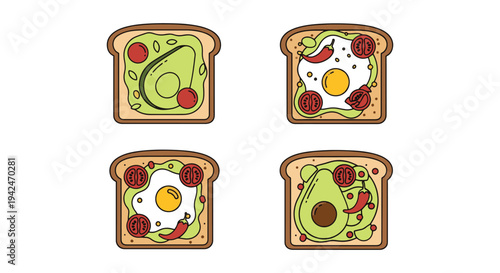 Avocado Toast Line art vector modern artistic abstract