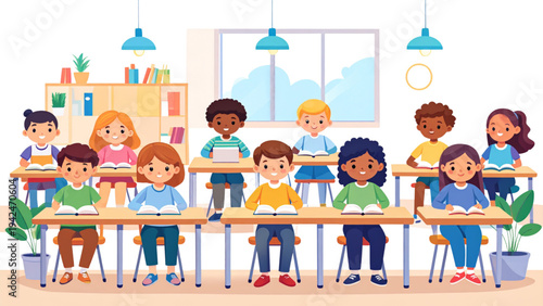 Students Studying and Learning – Confused and Inspired Children Illustration