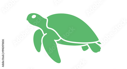 Green sea turtle flat design icon on white background