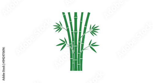Green stylized bamboo plant illustration on white background