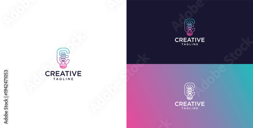 smart bulb logo icon. bulb logo technology. initial logo design E