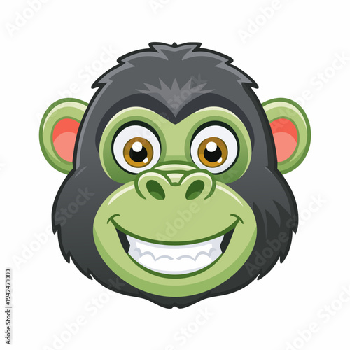 Happy cartoon ape head with a big toothy smile