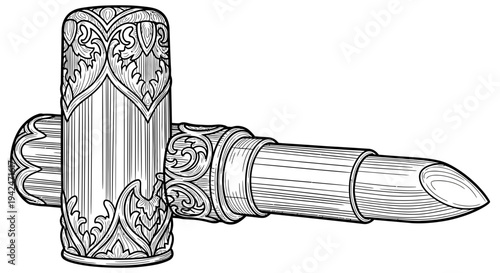 Vintage antique telescope features ornate engravings on brass body with intricate craftsmanship and detailed design elements