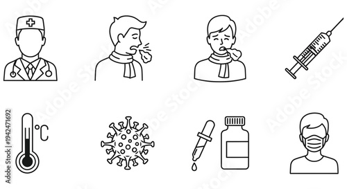 Medical icons representing various health and illness symbols used in healthcare and disease prevention campaigns effectively in the digital world