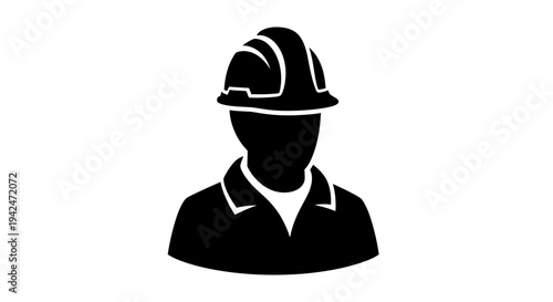 Industrial worker silhouette with hard hat icon symbol