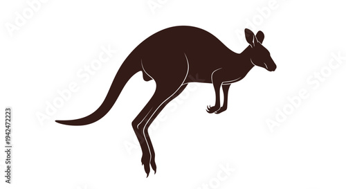 Jumping kangaroo silhouette graphic icon on white background