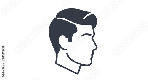 Male head side profile icon with styled hair
