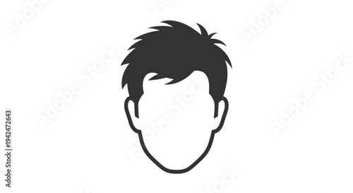 Male head user profile icon flat vector graphic