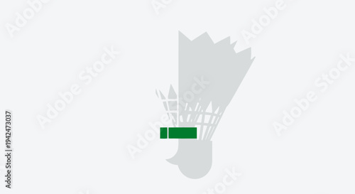 Minimalist badminton shuttlecock icon with green band