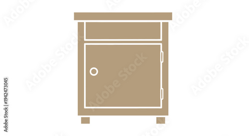 Minimalist bedside table icon with drawer and cabinet