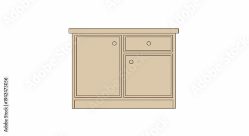 Minimalist beige wooden cabinet furniture illustration