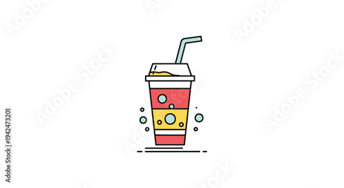 Agua Jamaica Cup Line art digital abstract colorful vector