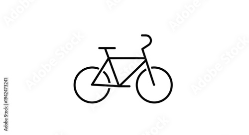 Minimalist black outline bicycle icon on white background