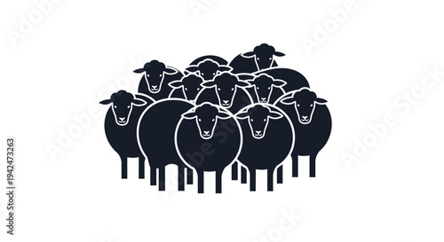 Minimalist black sheep group icon on white background