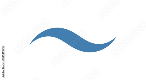 Minimalist blue wavy curve abstract design element
