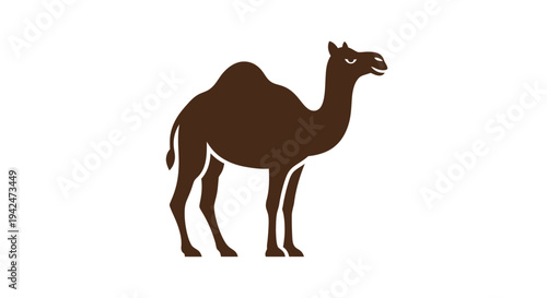 Minimalist brown camel illustration on white background