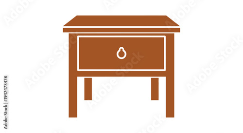 Minimalist brown nightstand with single drawer icon