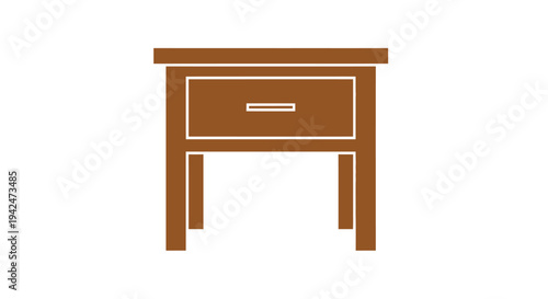 Minimalist brown nightstand bedside table with drawer icon