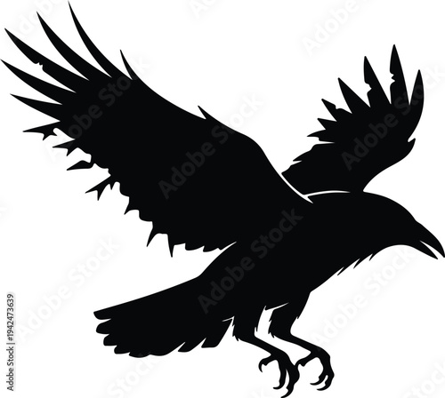 Silhouette Flying Bird Raven Crow Animal Wildlife vector design