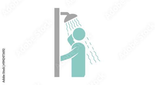 Minimalist graphic of a person showering for hygiene