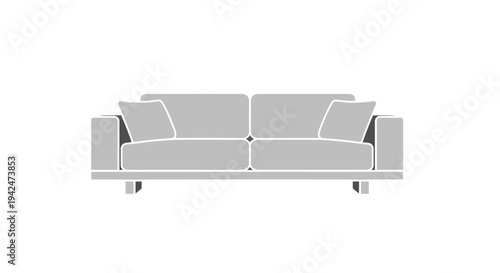 Minimalist grey modern sofa flat icon design illustration