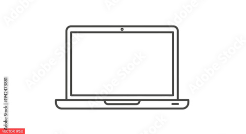 Minimalist laptop outline icon on a clean white background