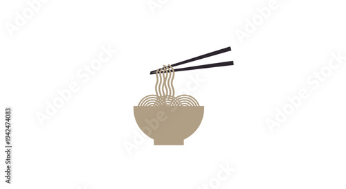 Minimalist noodles in bowl with chopsticks logo icon