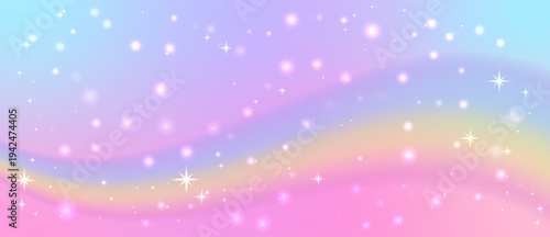 Soft pastel sky, shimmering stars, and rainbow tones create fantasy feel. Dream pink glitter effect for magical, princess, and dreamy designs.