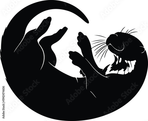 Silhouette of a cat biting a human hand vector design