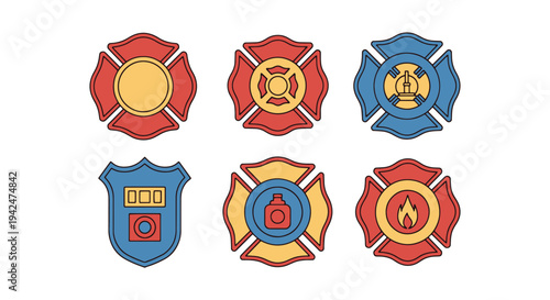 Firefighter Badge Line art modern blended abstract color vector