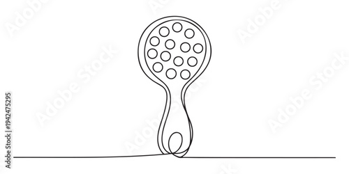 Continuous one line drawing rattle toy. Baby, infant plastic toy. Children education, growth and development concept. Baby rattle. Classic rattle toy. Single line design vector graphic illustration