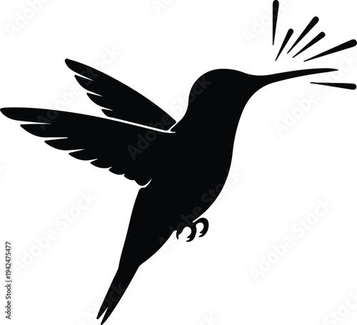 Silhouette of a Hummingbird in Flight vector design