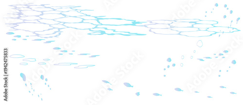 水面のシルエットの背景イラスト　海　水中