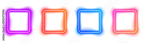 Smooth luminous square frame with bright gradient edges and subtle halo, suitable for modern digital artwork, UI projects, and banners. vector