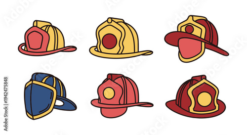 Firefighter Mask Line art clean vibrant abstract color illustration