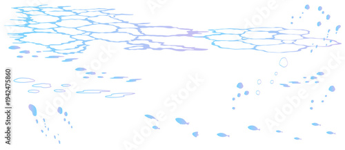 水面のシルエットの背景イラスト　海　水中