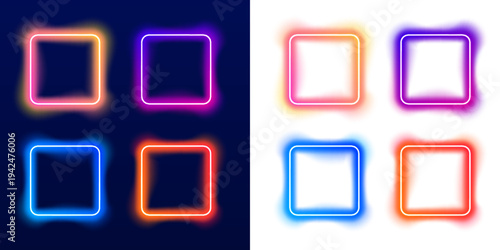 Smooth luminous square ring with bright gradient glow and subtle highlights, ideal for digital banners, presentations, and UI projects. vector