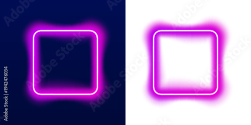 Smooth luminous square frame with bright gradient edges and subtle halo, suitable for creative banners, presentations, and modern layouts. vector