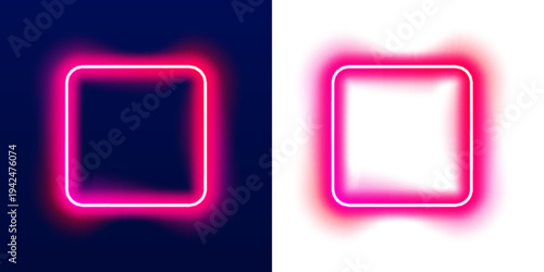 Smooth luminous square ring with bright gradient glow and subtle highlights, suitable for technology-themed digital artwork and UI designs. vector