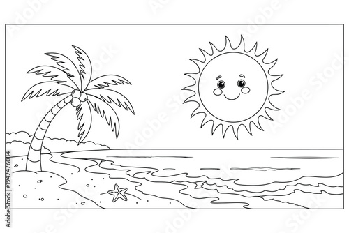 Cute Moon and Stars Coloring Page – Night Sky Cartoon Line Art Printable for Kids and Adults