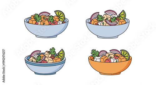 Fish Ceviche Line art vector creative fluid abstract color