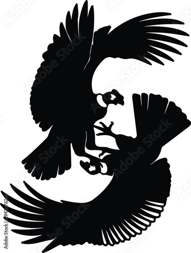 Silhouette of a man with birds flying around his head vector design