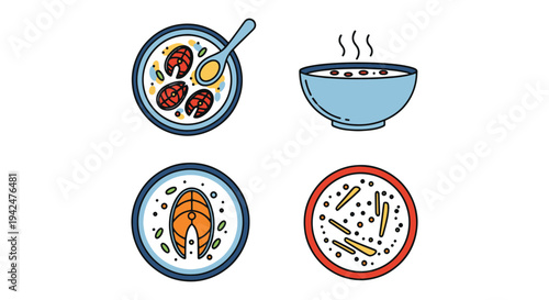 Fish Congee Line art vector clean artistic abstract illustration