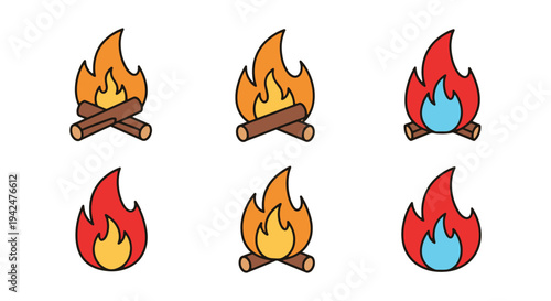 Fire Line art vector set soft abstract artistic illustration