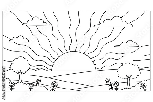 Cute Moon and Stars Coloring Page – Night Sky Cartoon Line Art Printable for Kids and Adults