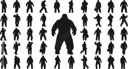 Collection of silhouetted people figures in various poses and sizes.