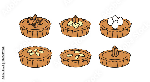Almond Tart Line art vector minimal digital abstract color illustration