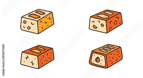 Baked Tofu Line art vector creative contemporary abstract illustration