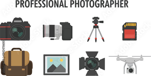 Illustration with photographic equipment