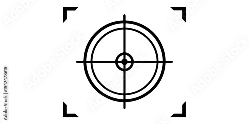 Vector illustration of a business web button set featuring a circle shooting target with arrow and clock symbol for time direction and aiming scope